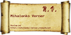 Mihalenko Verner névjegykártya